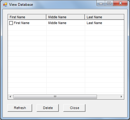 ListView of database.